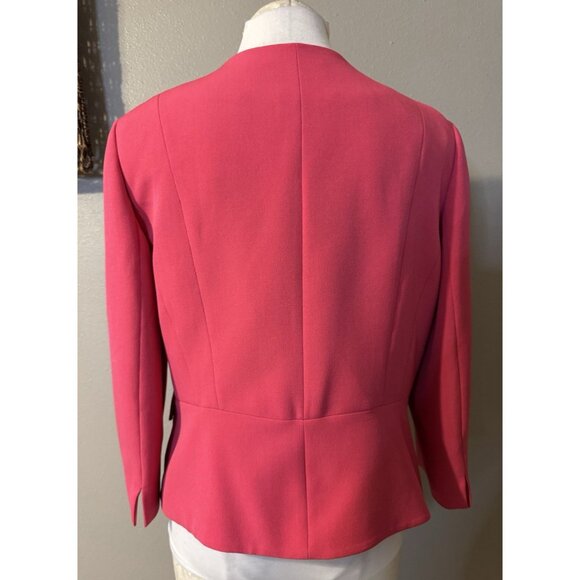 Kasper Elle Iconic Crepe Suit Jacket Blazer 14 Pink Open Front 3/4 Sleeve NEW - Picture 10 of 16